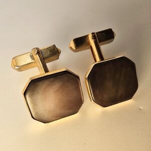 Gold and Abalone Shell Cufflinks